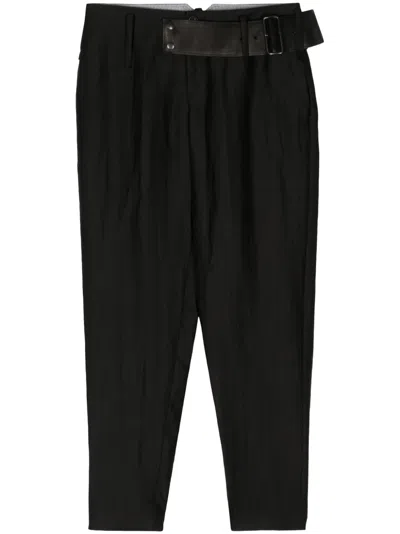 Yohji Yamamoto Belted Straight-leg Trousers In Black