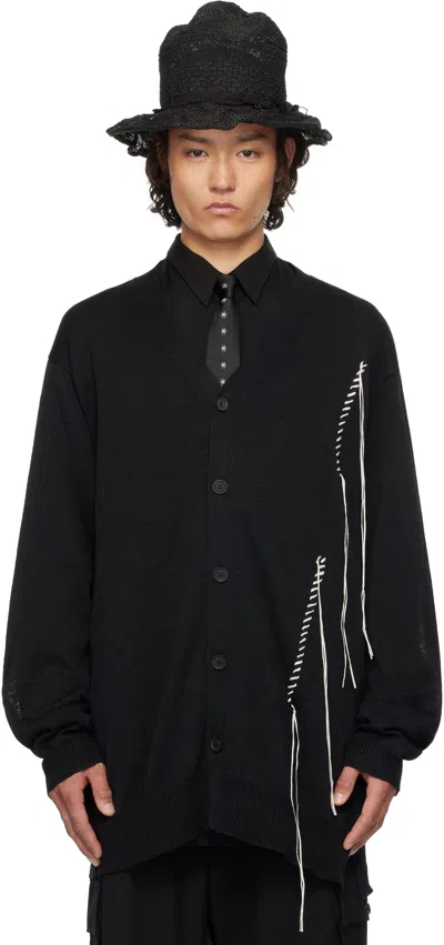 Yohji Yamamoto Black 10g Plated Crossed Pattern Cardigan In 2 Black