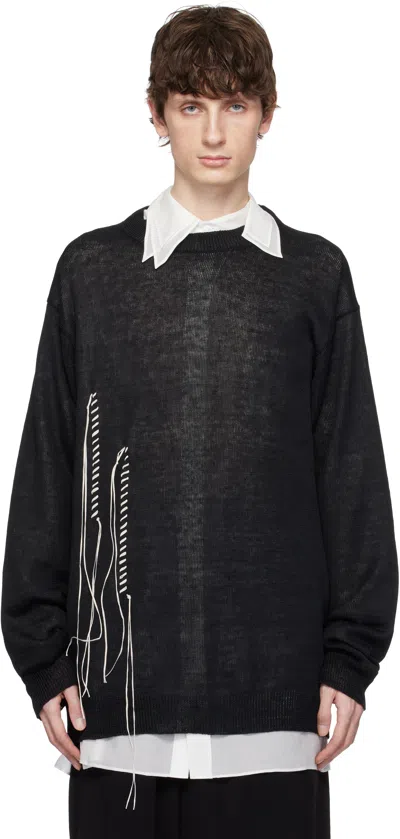 Yohji Yamamoto Black 10g Plated Crossed Pattern Embroidery Sweater In 2 Black