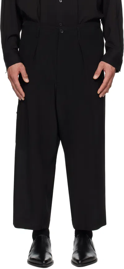 Yohji Yamamoto Black 16m Crepe De Chine R Coin Pocket Trousers In 1 Black