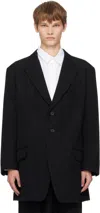 Yohji Yamamoto Black 3 Button Peak Blazer In Multi
