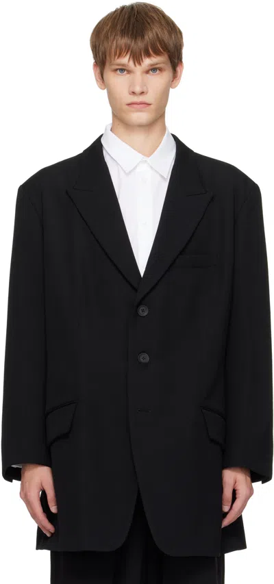 Yohji Yamamoto Black 3 Button Peak Blazer In Multi