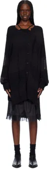Yohji Yamamoto Black 5g Randome Damage Processed Cardigan In 2 Black