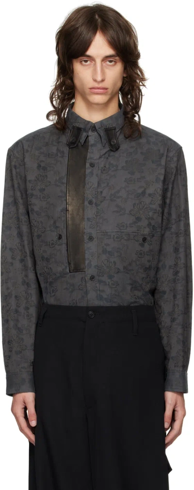Yohji Yamamoto Black A-flower Design Shirt In 1 Black