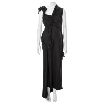 Pre-owned Yohji Yamamoto Black Asymmetric Draped Evening Dress, Ss 1998