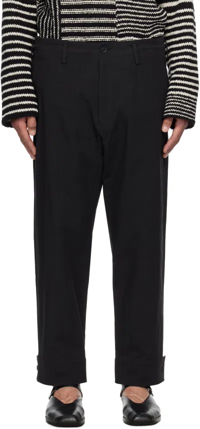 YOHJI YAMAMOTO BLACK BELTED HEM TROUSERS