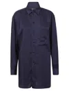 Yohji Yamamoto Black Button-down Shirt With Classic Collar In Blue