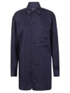 Yohji Yamamoto Black Button-down Shirt With Classic Collar In Blue