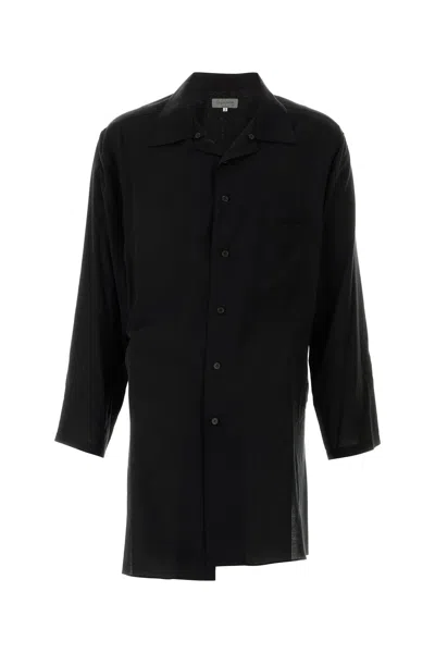 YOHJI YAMAMOTO CAMICIA OVERSIZE IN CELLULOSA NERA  UOMO