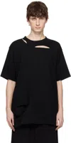 Yohji Yamamoto Black Combed Single Jersey Slit Detail T-shirt In 1 Black