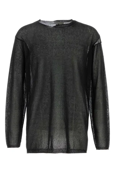 Yohji Yamamoto Round Neck Stitch Detail Po In Black