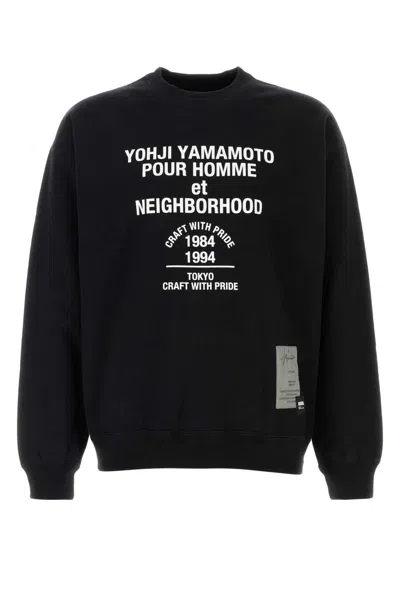 Yohji Yamamoto Neighborhood Crew Neck Graphic Print Sweatshirt In Black