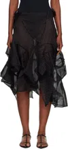 Yohji Yamamoto Black Darts 3d Midi Skirt In Black