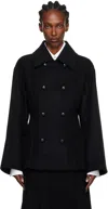 Yohji Yamamoto Black Darts Pea Coat In Black