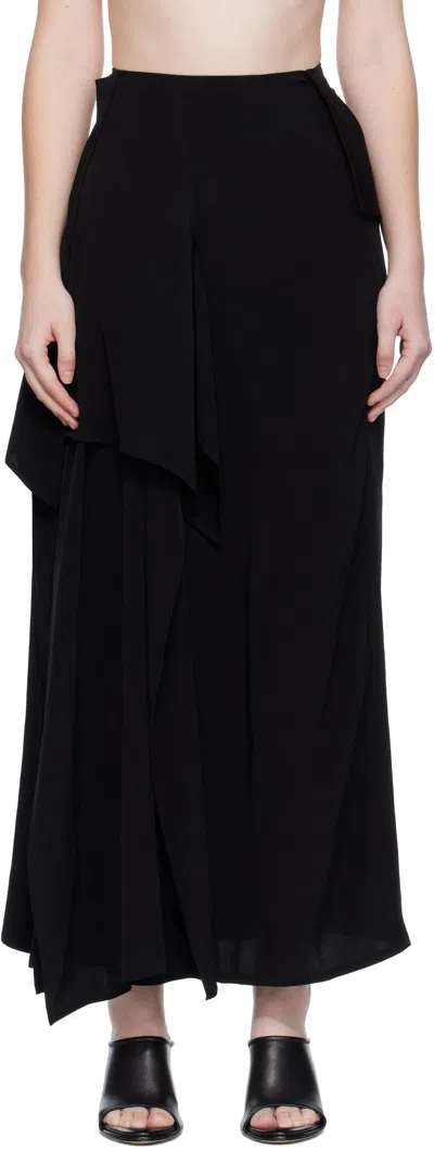 Yohji Yamamoto Ruffled-detail Asymmetric Maxi Skirt In Black