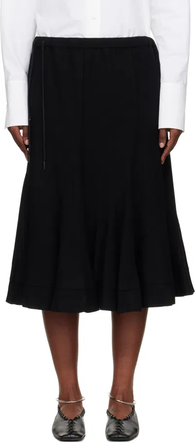 Yohji Yamamoto Black Eringi Midi Skirt In Multi