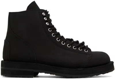 Yohji Yamamoto Black Fastener Biker Boots In 1 Black
