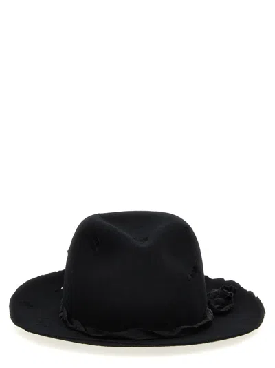 YOHJI YAMAMOTO BLACK FEDORA HAT