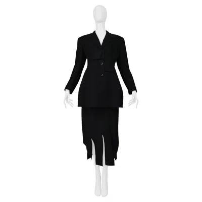 Pre-owned Yohji Yamamoto Black Jacket And Skirt With Flaps Ensemble 1999