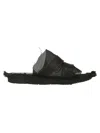 Yohji Yamamoto Low Sandals In Black Leather And Mesh In Black