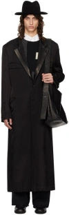 Yohji Yamamoto Black Leather Collar Long Coat In 1 Black