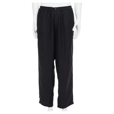 Pre-owned Yohji Yamamoto Black Linen Blend Elasticated Waistband Wide Pants M