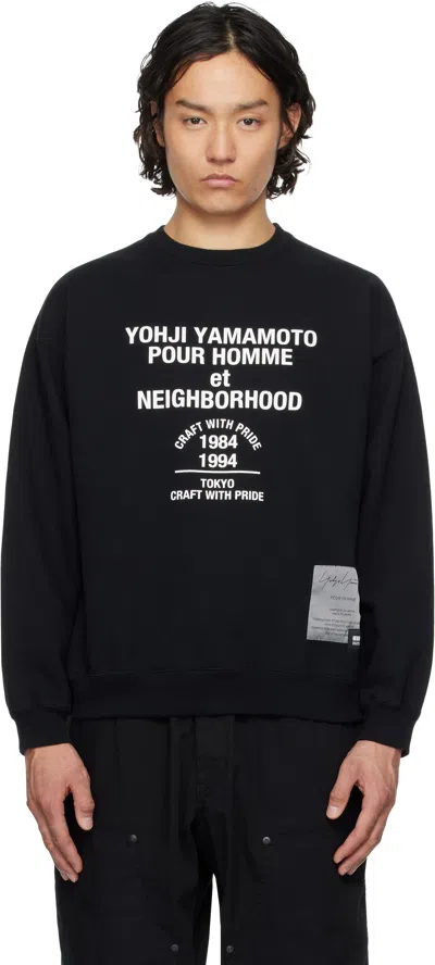 Yohji Yamamoto Neighborhood Crew Neck Graphic Print Sweatshirt In Black