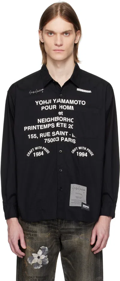 Yohji Yamamoto Black Neighborhood Edition Print Shirt In 2 Black