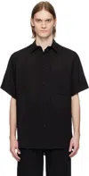 Shop Yohji Yamamoto Black Oversized Half Sleeve Shirt In 1 Black