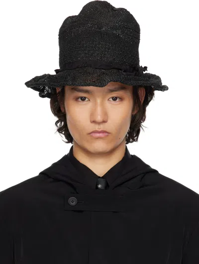 Yohji Yamamoto Black Paper Pe Mountain Hat In 4 Black