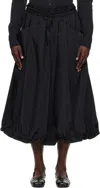 Yohji Yamamoto Black Pe Twill R-volume Midi Skirt In 2 Black