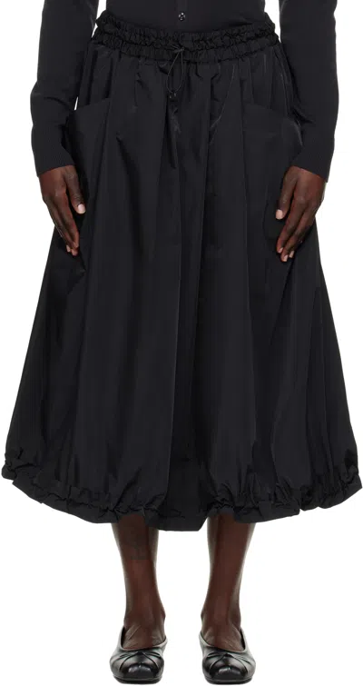 Yohji Yamamoto Black Pe Twill R-volume Midi Skirt