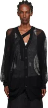 Yohji Yamamoto Black Plain Stitch & Pattern Draped Cardigan In Black