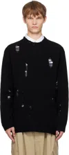 Yohji Yamamoto Black Plain Stitch Crashed Round Neck Sweater In Multi