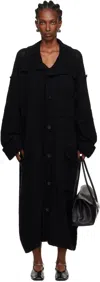 Yohji Yamamoto Black Plain Stitch Pocket High Neck Cardigan In Multi
