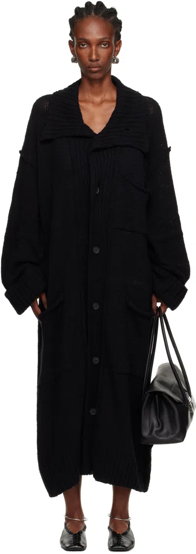 Yohji Yamamoto Black Plain Stitch Pocket High Neck Cardigan In Multi