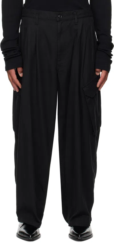 Yohji Yamamoto Black Pleated Cargo Pants