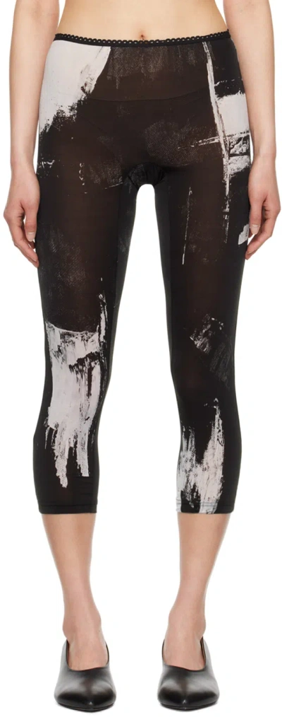 Yohji Yamamoto Black Printed Leggings In 2 Black