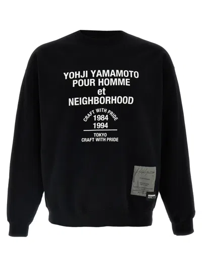 Yohji Yamamoto Neighborhood Crew Neck Graphic Print Sweatshirt In Black