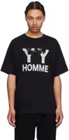 YOHJI YAMAMOTO BLACK PRINTED T-SHIRT