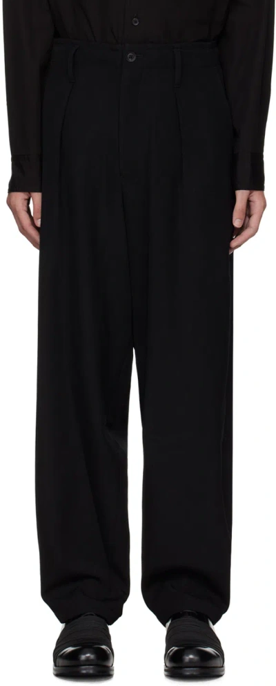 Yohji Yamamoto Black R-back Loop Tab Trousers In 1 Black