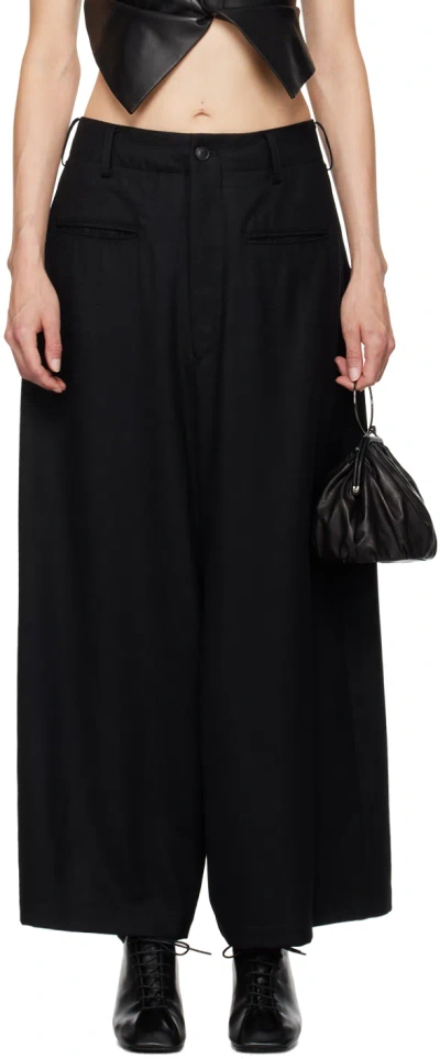 Yohji Yamamoto Asymmetric Cotton Culottes In Black