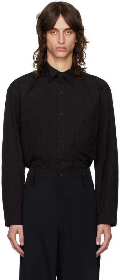 Yohji Yamamoto Black R-chain Stitch Hem Shirt In 2 Black