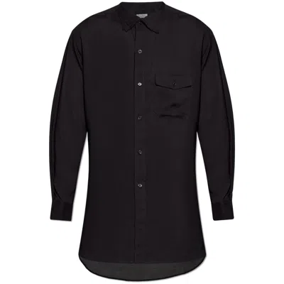 Yohji Yamamoto Asymmetric-hem Cotton Shirt In Black