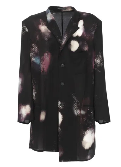 Yohji Yamamoto Jacke Mit Print In Schwarz