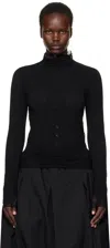 Yohji Yamamoto Black Stretch Lace Turtleneck In 1 Black