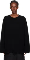 Yohji Yamamoto Black String Round Neck Sweater In Black