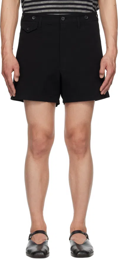 Yohji Yamamoto Black Suspender Slim Shorts In 1 Black