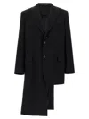 Yohji Yamamoto Asymmetrical Blazer Longline Notched Lapels In Black