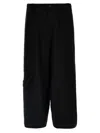 Yohji Yamamoto Graphic-print Cropped Velvet Trousers In Black
